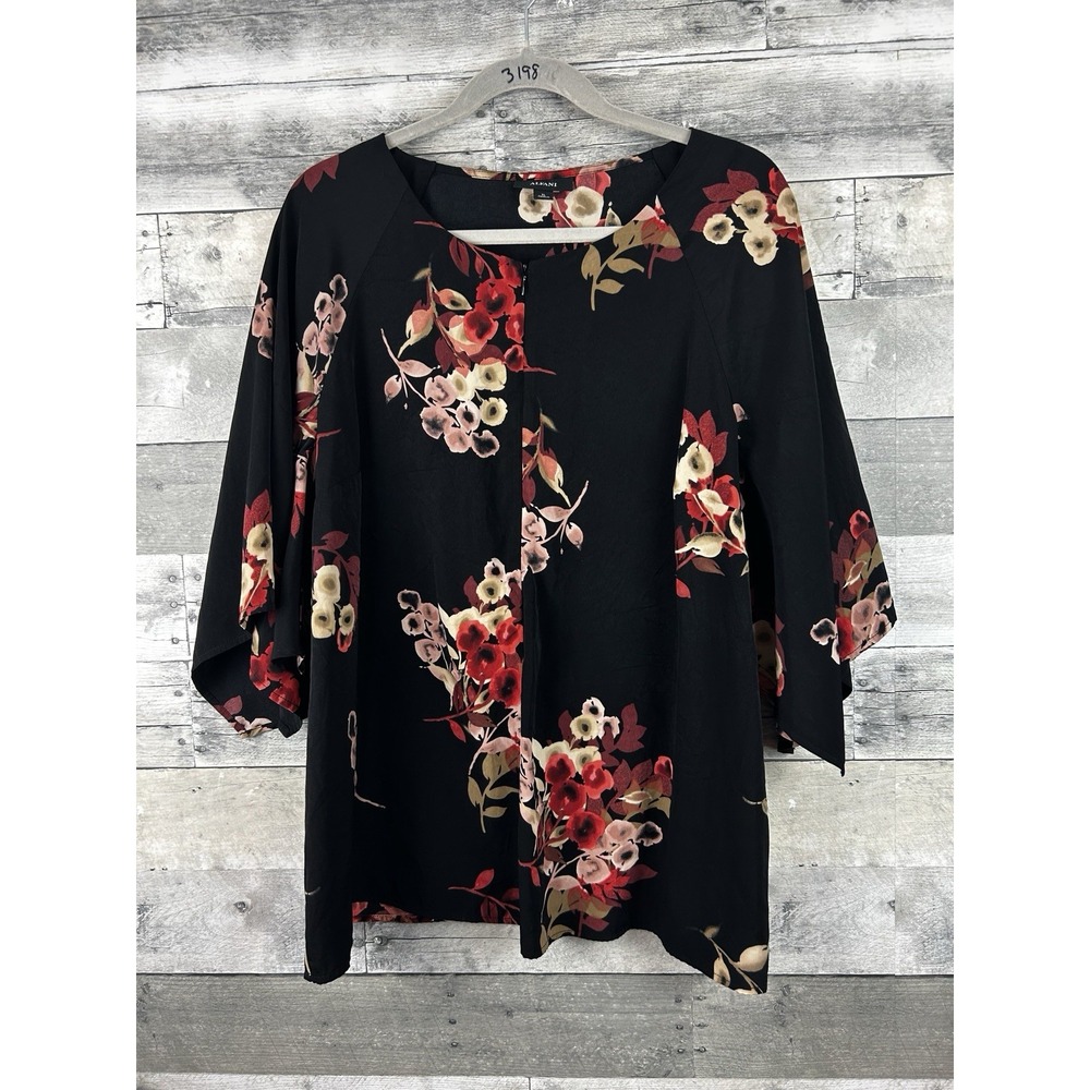 Alfani XL Black 3/4 Sleeve Floral Blouse